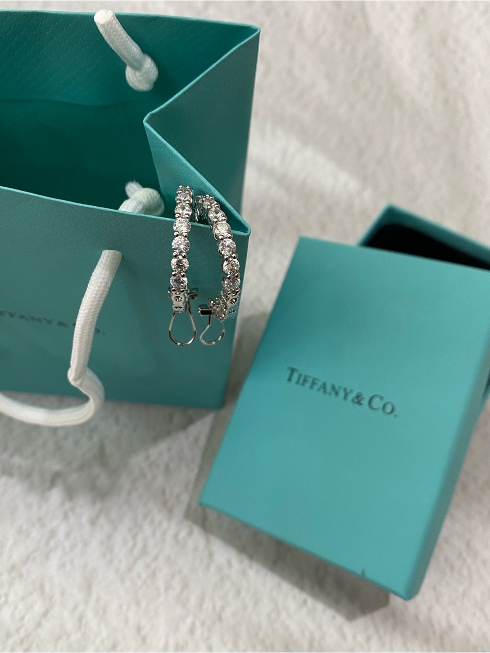 Tiffany & Co. Crystal-Embellished Silver Hoop Earrings in Turquoise